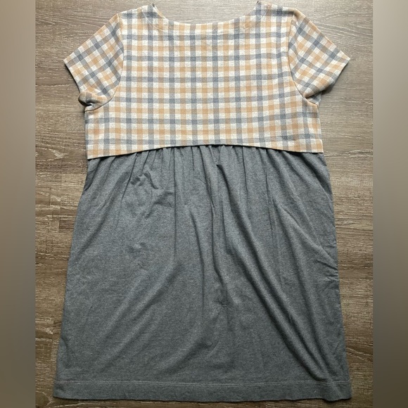 J Jill Mini Dress Plaid Grey and Tan Size XL Petite - Picture 4 of 5